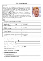 English Worksheet: comprehension worksheet