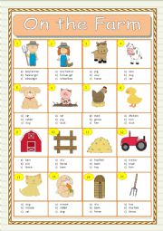 English Worksheet: On the Farm - Multiple Choice