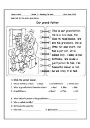 English Worksheet: Reading comprehension