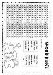 English Worksheet: WORD HUNT - NUMBERS AND COLORS