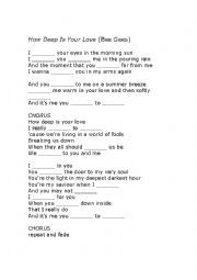 English Worksheet: Song - How deep is your love by Bee Gees