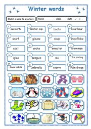 English Worksheet: Winter Words