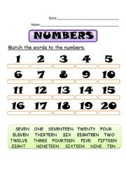 English Worksheet: numbers 1-100