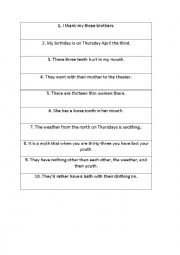 English Worksheet: TH pronunciation