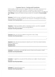 English Worksheet: Dealing with complaints