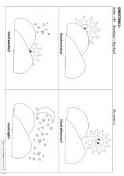 English Worksheet: Greetings - coloring