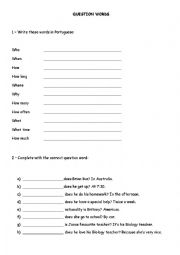 English Worksheet: Question words