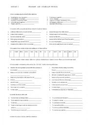 English Worksheet: grammar and vocabulary revision 