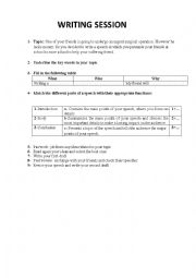 English Worksheet: Writing a speech 3rd form