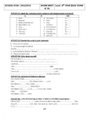 English Worksheet: WORK SHEET  N 03