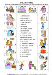 English Worksheet: daily routines