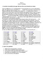 English Worksheet: Travelling