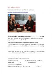 English Worksheet: Lady Gaga Listening