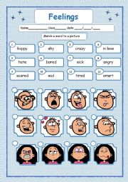 English Worksheet: FEELINGS