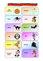 English Worksheet: Halloween Domino