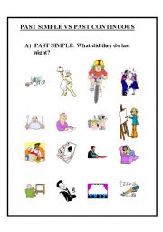 English Worksheet: Past Simple vs Past Continuous Activity