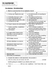 English Worksheet: vocabulary about family relationships with answer key