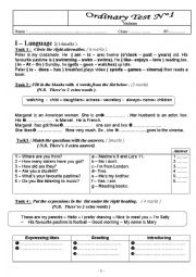 English Worksheet: mid-term test n1 7th form