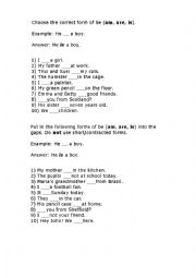 English Worksheet: am is are