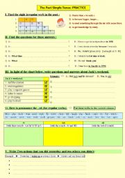 The Past Simple Tense  - (a practice worksheet: five exercises)