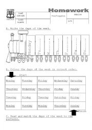 English Worksheet: days of the week