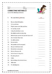 English Worksheet: correcting the mistakes