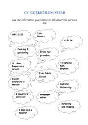 English Worksheet: CV (Speaking Activity)