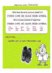 English Worksheet: Adjectives order 