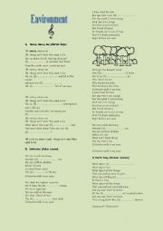 English Worksheet: 5 Songs about the Environment
