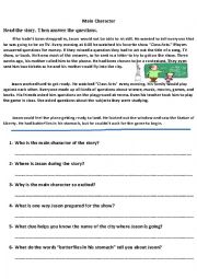 English Worksheet: Main character