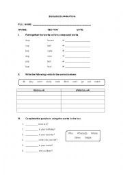 English Worksheet: Grammar test for beginners