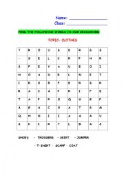 English Worksheet: CROSSWORD TOPIC THE CLOTHES