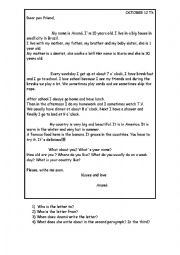 English Worksheet: reading comprehension! 