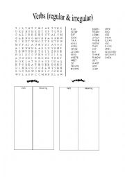 Verbs Wordsearch puzzle