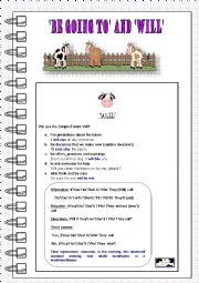 English Worksheet: WILL AND BE GOING TO