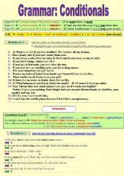 English Worksheet: Conditionals (All types) : The grammar rules + Practice + key