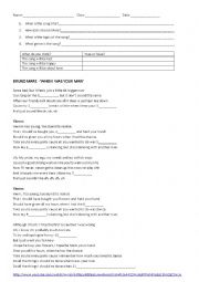 English Worksheet: When I was your man- Bruno Mars