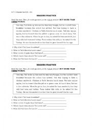 English Worksheet: reading practice