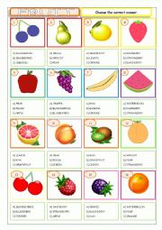 English Worksheet: Fruit - Multiple Choice
