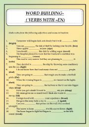 English Worksheet: Word formation ( verbs with -en)