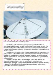 English Worksheet: broadcasting 