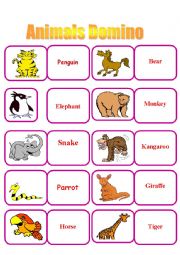English Worksheet:  Animals Domino