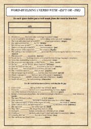 English Worksheet: Word-building ( verbs with (i)fy or -ise)