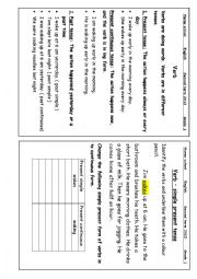 English Worksheet: Notes about verbs and present tense