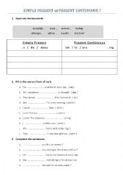 English Worksheet: SIMPLE PRESENT or PRESENT CONTINUOUS