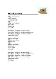 English Worksheet: Goodbye song