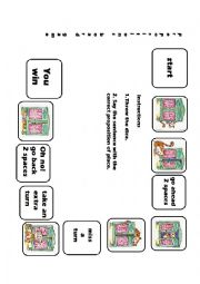 English Worksheet: PREPOSITIONS OF PLACE BOARD GAME