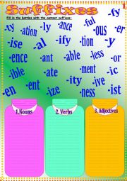 English Worksheet: Suffixes 1