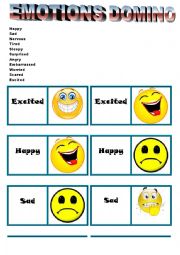 English Worksheet: Emotions-Feelings Domino