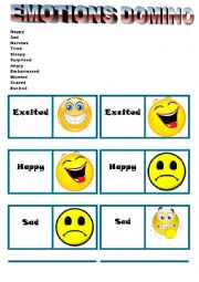 English Worksheet: Emotions-Feelings Domino